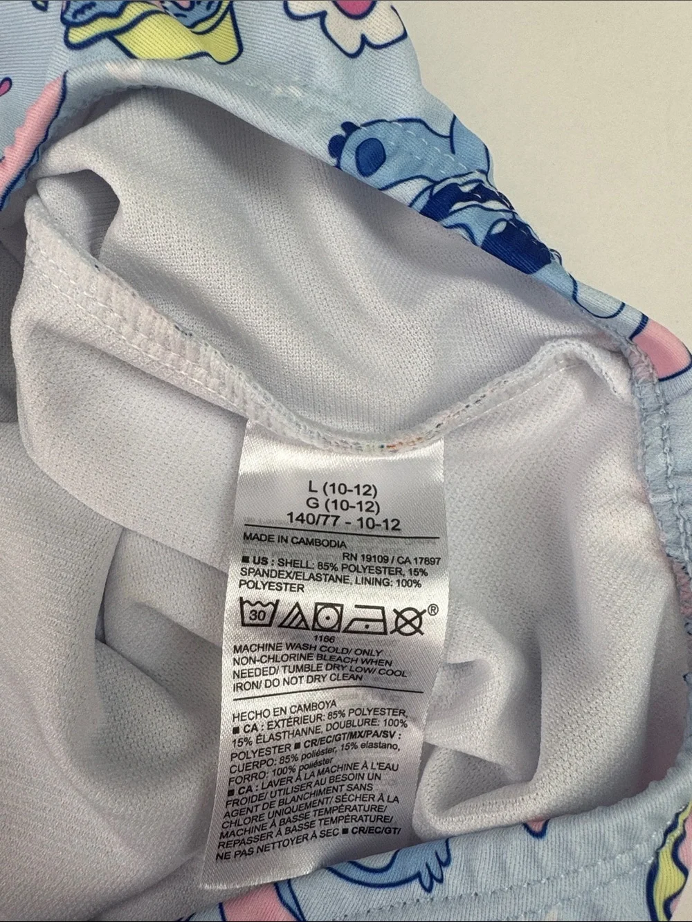 Disney Light Blue and Pink Stitch Girls Swimsuit, Size L 💙💖